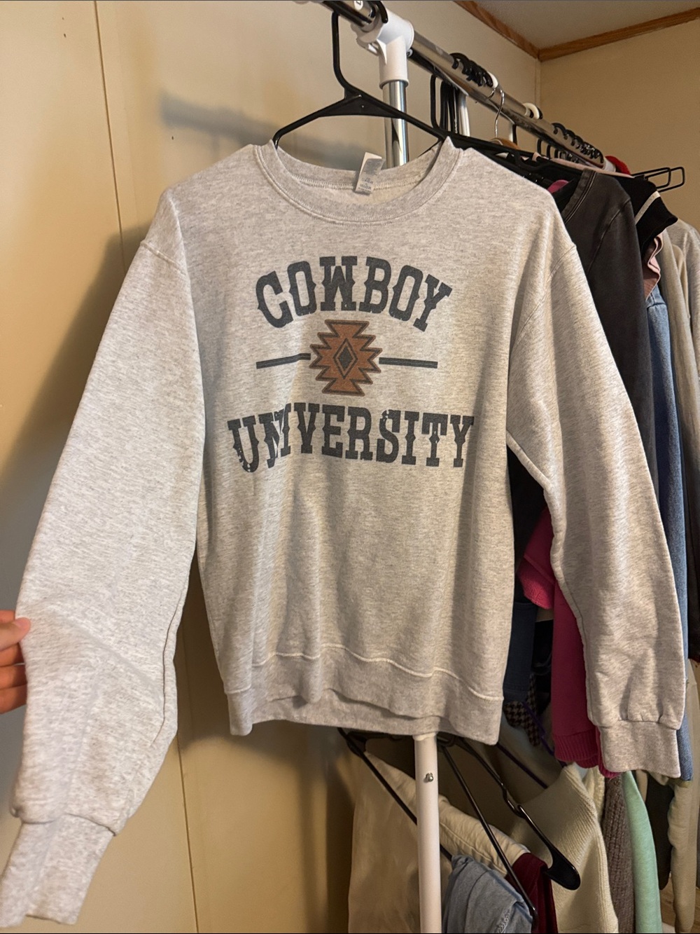Cowboy Graphic Grey Crewneck T-Shirt - JERZEES